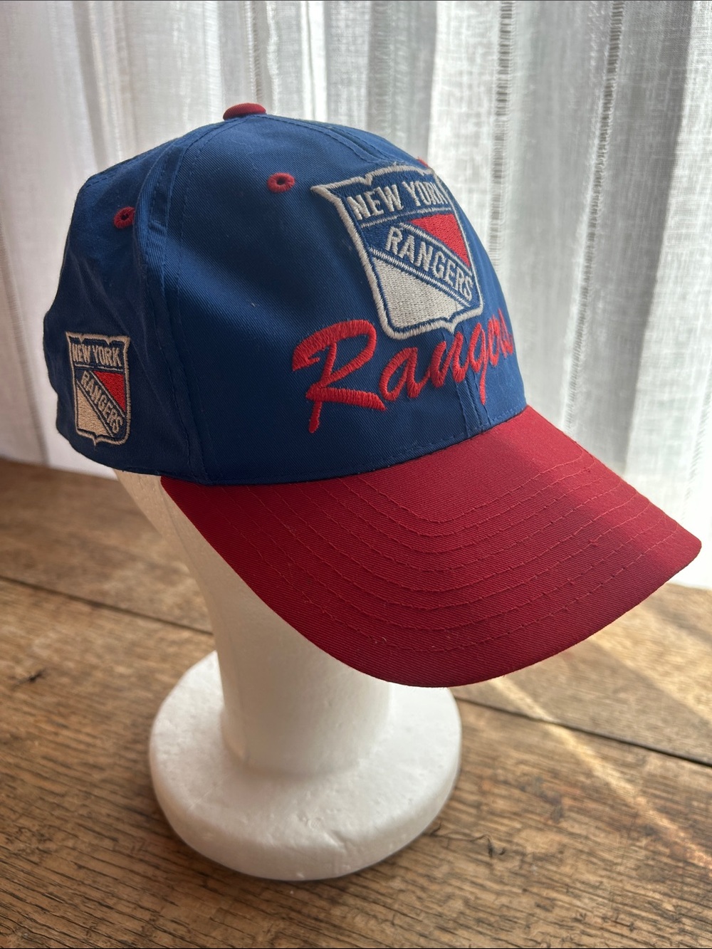 Vintage New York Rangers Cap Featuring Team’s Embroidered Shield Logo In Cursive